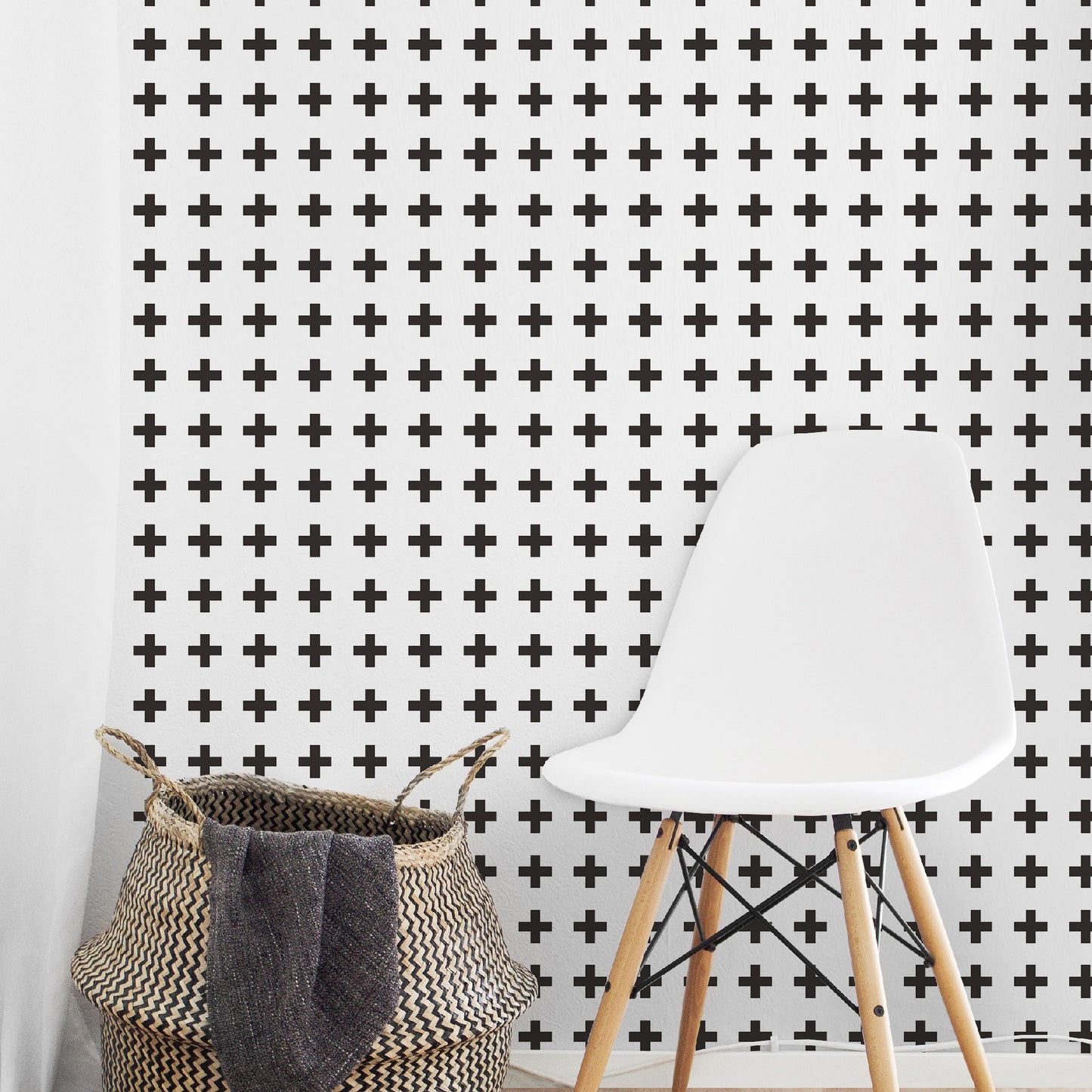 【Nordic-1009 / White&Black】 貼ってはがせるシール壁紙 北欧 モノトーン