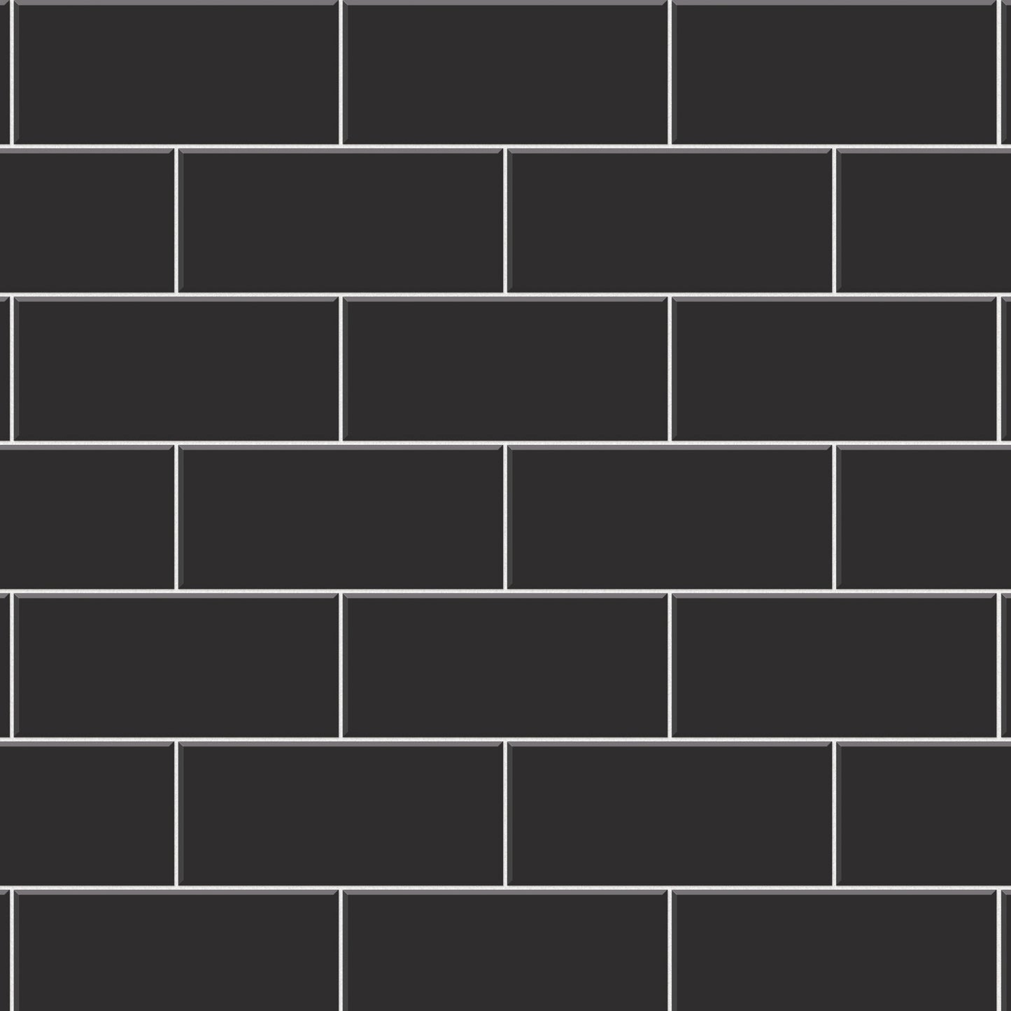 【Tile-1004 / タイル柄ブラック】 貼ってはがせるシール壁紙 ブラック