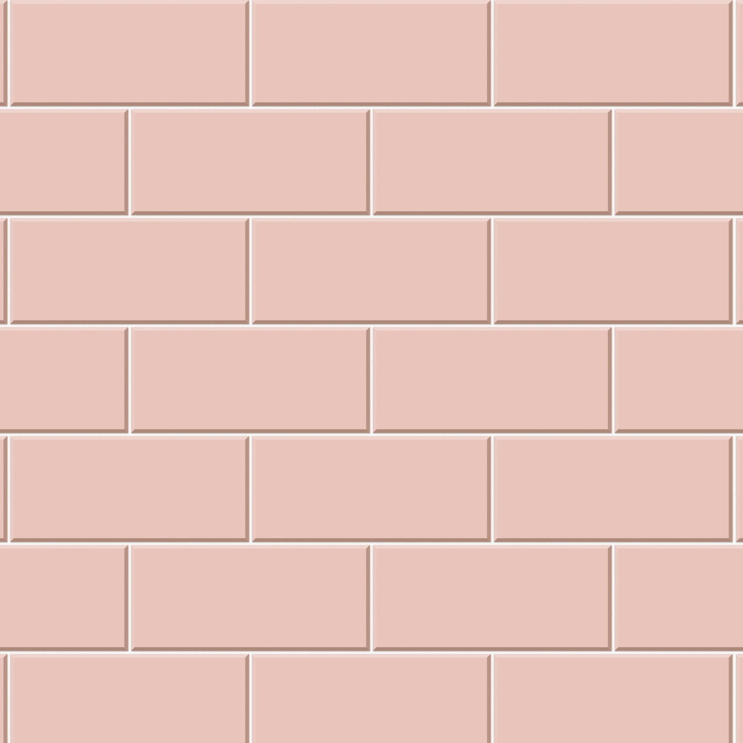 【Tile-1005 / タイル柄ピンク】 貼ってはがせるシール壁紙 ピンク