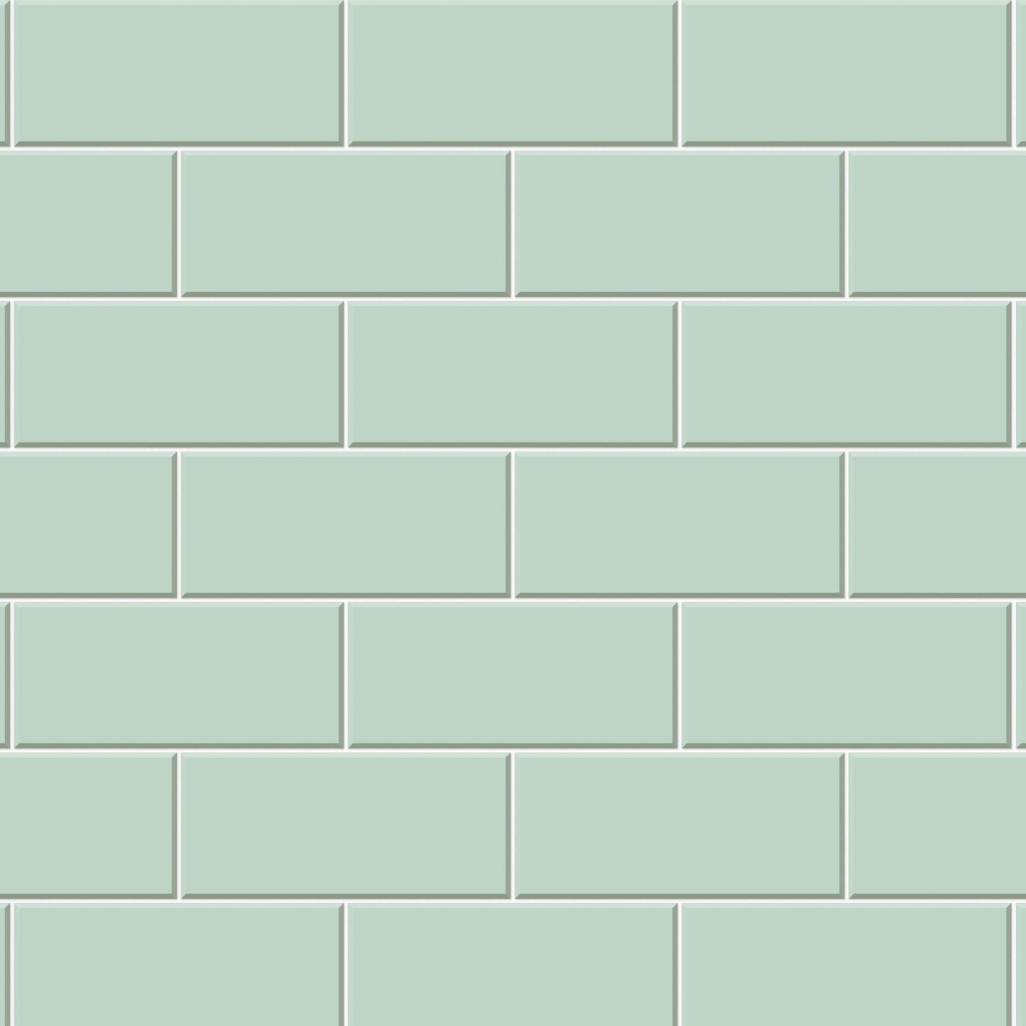 【Tile-1007 / タイル柄ミント】 貼ってはがせるシール壁紙 ミント