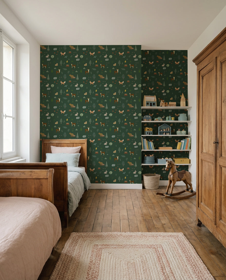 【Norna-001/ しずまり】 貼ってはがせるシール壁紙 動物柄 puu.tuuliコラボ