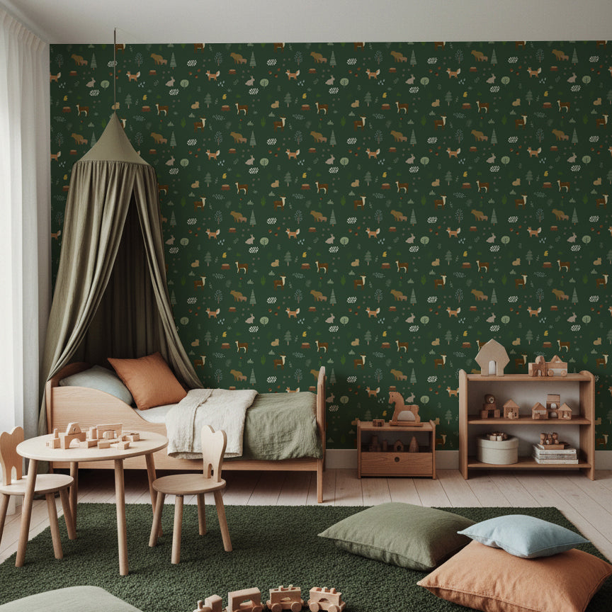 【Norna-001/ しずまり】 貼ってはがせるシール壁紙 動物柄 puu.tuuliコラボ