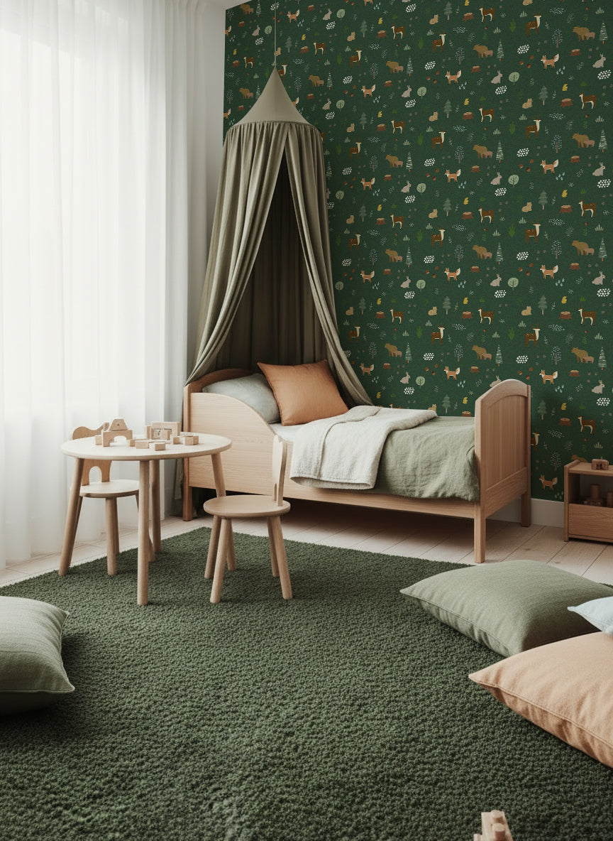 【Norna-001/ しずまり】 貼ってはがせるシール壁紙 動物柄 puu.tuuliコラボ