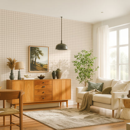 【Norna-015/みるく】 貼ってはがせるシール壁紙 チェック柄 puu.tuuliコラボ