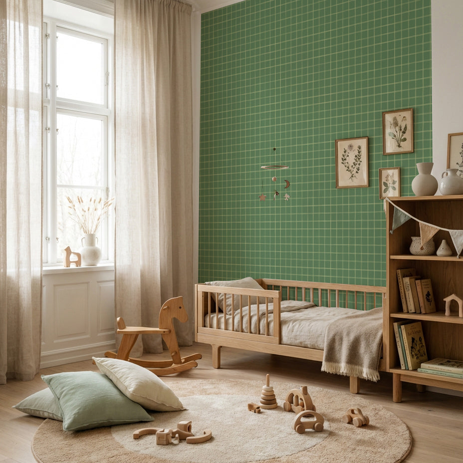 【Norna-019/まっちゃ】 貼ってはがせるシール壁紙 チェック柄 puu.tuuliコラボ