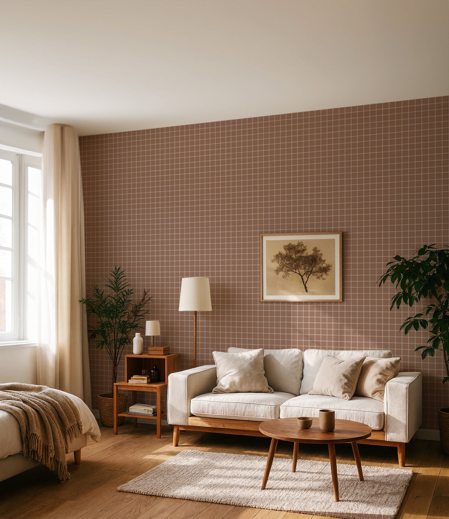 【Norna-020/ここあ】 貼ってはがせるシール壁紙 チェック柄 puu.tuuliコラボ