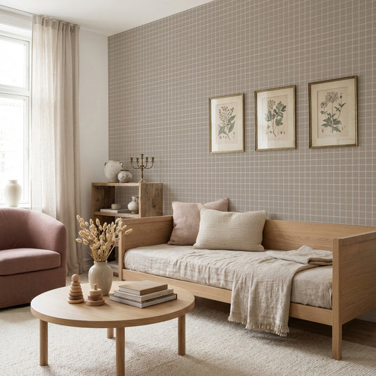 【Norna-021/らて】 貼ってはがせるシール壁紙 チェック柄 puu.tuuliコラボ