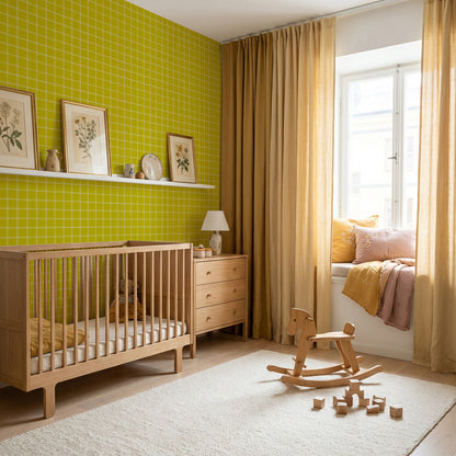 【Norna-023/れもん】 貼ってはがせるシール壁紙 チェック柄 puu.tuuliコラボ