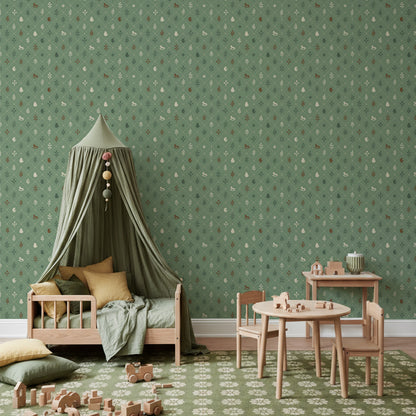 【Norna-025/よもぎ】 貼ってはがせるシール壁紙 チェック柄 puu.tuuliコラボ