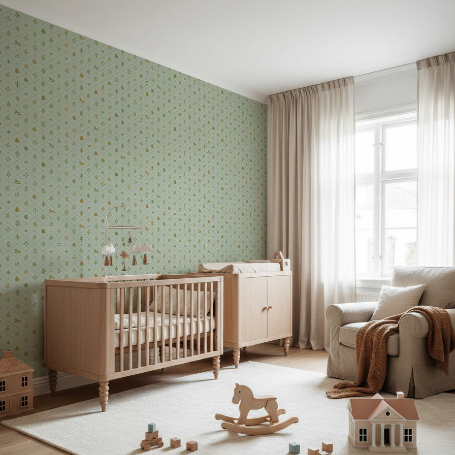 【Norna-028/みんと】 貼ってはがせるシール壁紙 チェック柄 puu.tuuliコラボ