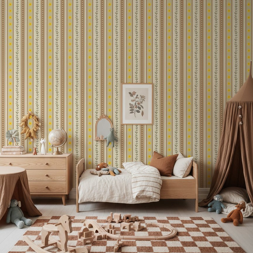 【Norna-033/ぬくもりのにわ】 貼ってはがせるシール壁紙 ボーダー柄 puu.tuuliコラボ