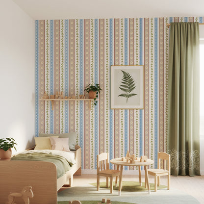 【Norna-034/あおぞらのにわ】 貼ってはがせるシール壁紙 ボーダー柄 puu.tuuliコラボ