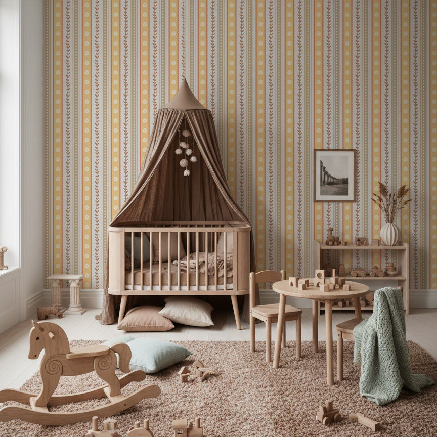 【Norna-035/ゆうやけのにわ】 貼ってはがせるシール壁紙 ボーダー柄 puu.tuuliコラボ