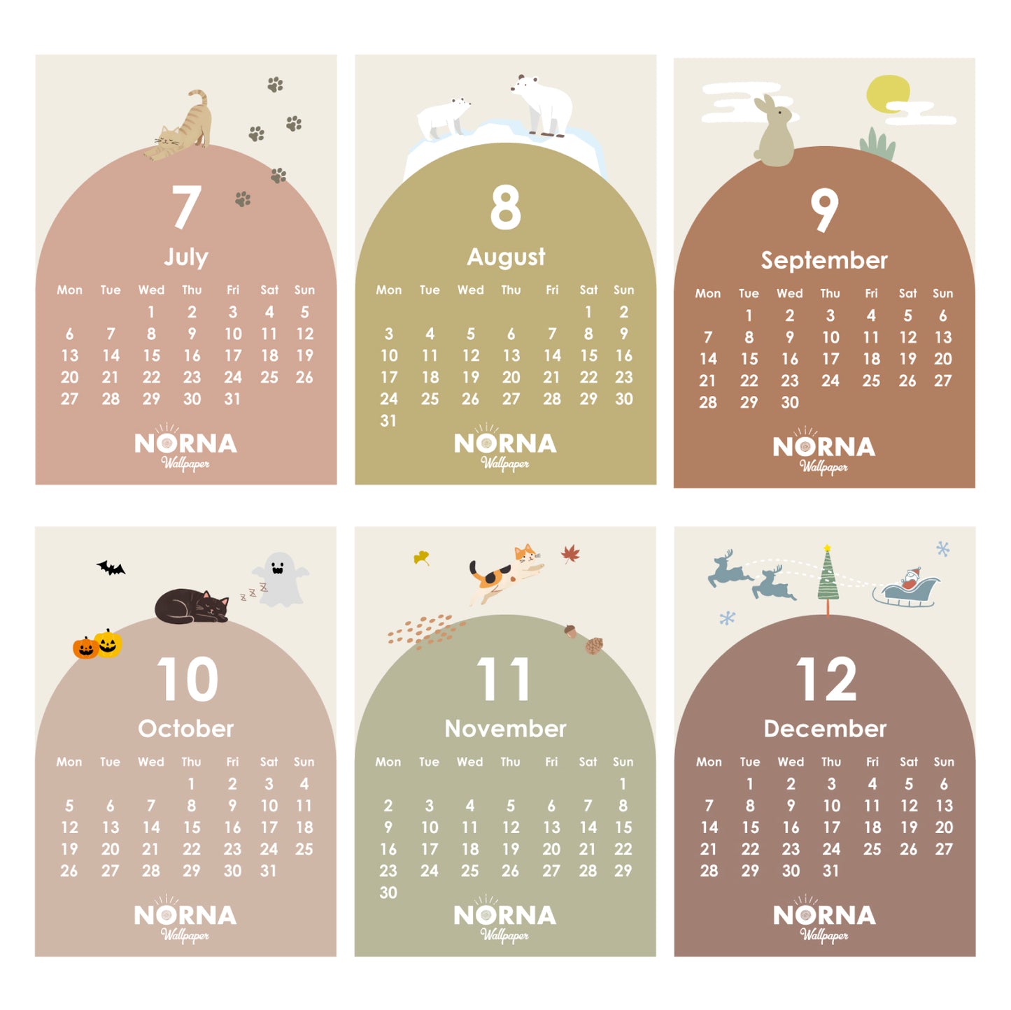 2026年カレンダー 貼ってはがせるシール NORNA