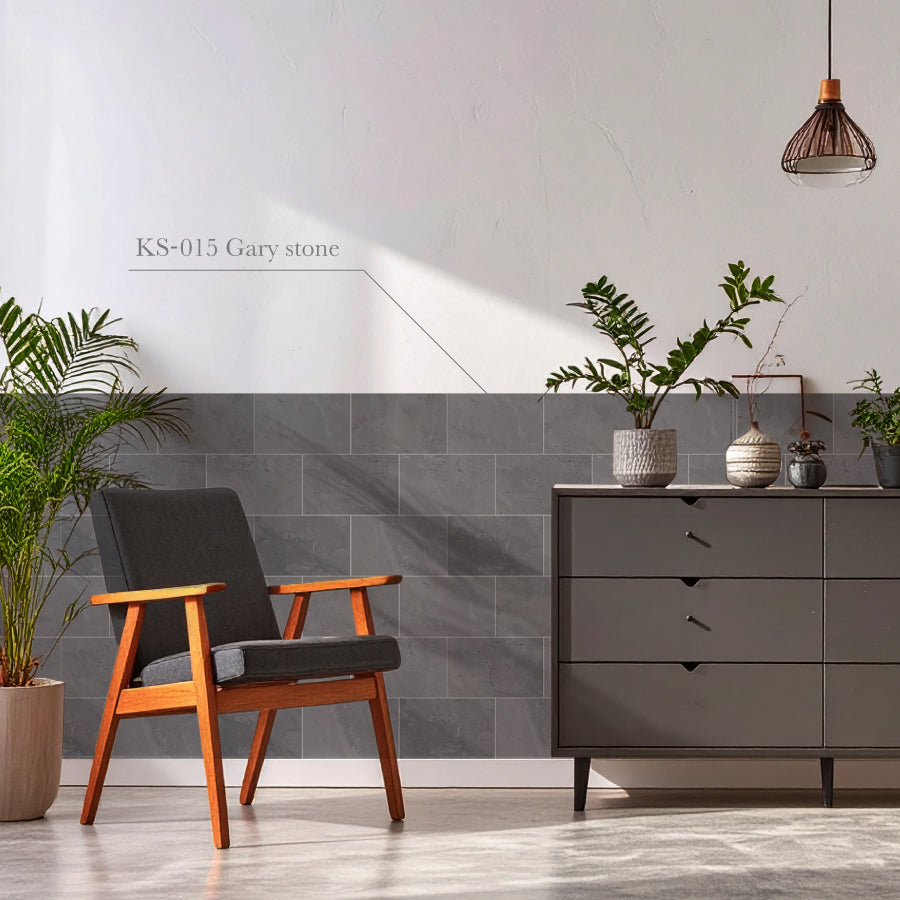 貼ってはがせる 腰壁シート タイル KS-015/Gray stone 【W45cm×H85cm】