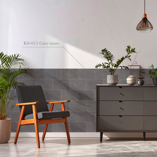 貼ってはがせる 腰壁シート タイル KS-015/Gray stone 【W45cm×H85cm】