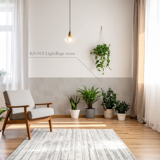 貼ってはがせる 腰壁シート タイル KS-018/LightBeige stone 【W45cm×H85cm】