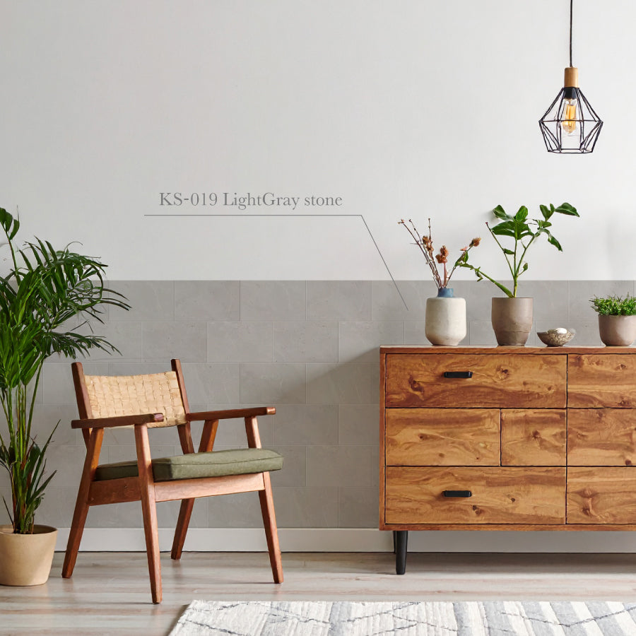 貼ってはがせる 腰壁シート タイル KS-019/LightGray stone 【W45cm×H85cm】