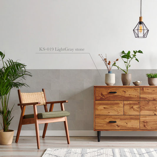 貼ってはがせる 腰壁シート タイル KS-019/LightGray stone 【W45cm×H85cm】