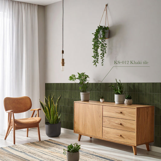 貼ってはがせる 腰壁シート タイル KS-012/Khaki tile 【W45cm×H85cm】