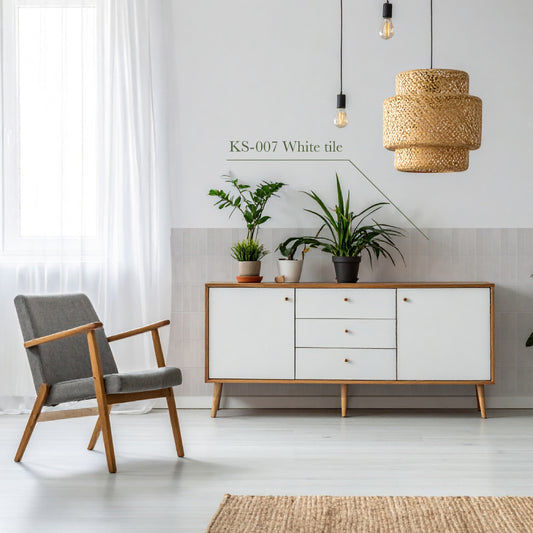 貼ってはがせる 腰壁シート タイル KS-007/White 【W45cm×H85cm】