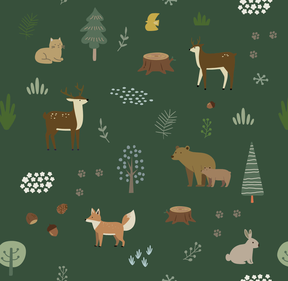 【Norna-001/ しずまり】 貼ってはがせるシール壁紙 動物柄 puu.tuuliコラボ