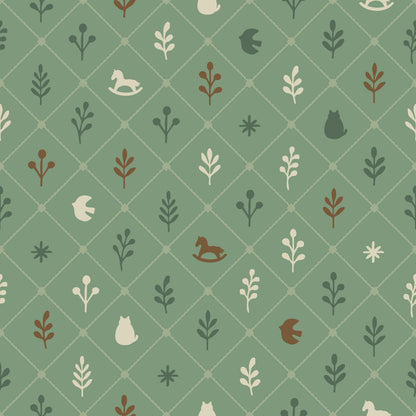 【Norna-025/よもぎ】 貼ってはがせるシール壁紙 チェック柄 puu.tuuliコラボ