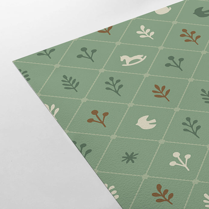 【Norna-025/よもぎ】 貼ってはがせるシール壁紙 チェック柄 puu.tuuliコラボ