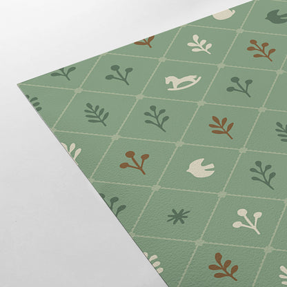 【Norna-025/よもぎ】 貼ってはがせるシール壁紙 チェック柄 puu.tuuliコラボ