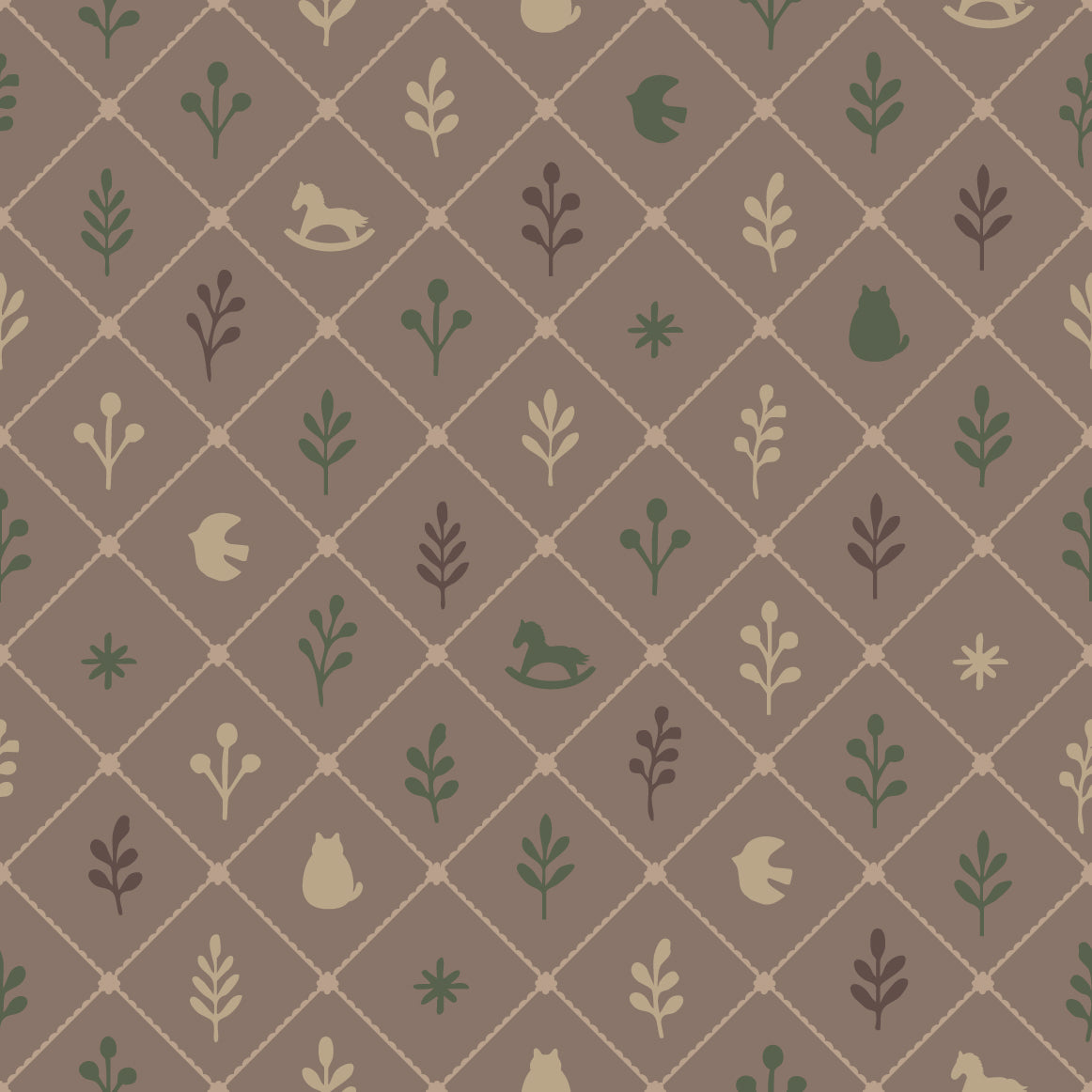 【Norna-027/まろん】 貼ってはがせるシール壁紙 チェック柄 puu.tuuliコラボ