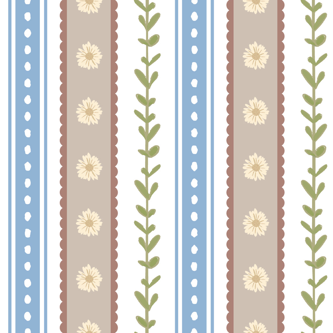 【Norna-034/あおぞらのにわ】 貼ってはがせるシール壁紙 ボーダー柄 puu.tuuliコラボ