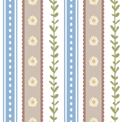 【Norna-034/あおぞらのにわ】 貼ってはがせるシール壁紙 ボーダー柄 puu.tuuliコラボ