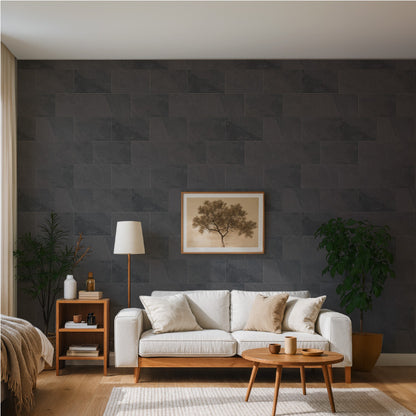 【S.tone-005 / Basalt Black】 貼ってはがせるシール壁紙 タイル