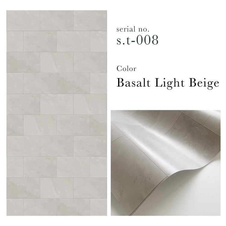 【S.tone-008 / Basalt Light Beige】 貼ってはがせるシール壁紙 タイル